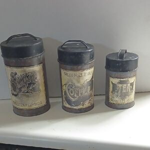 Vintage Style Metal Canister Set - Black and Brown